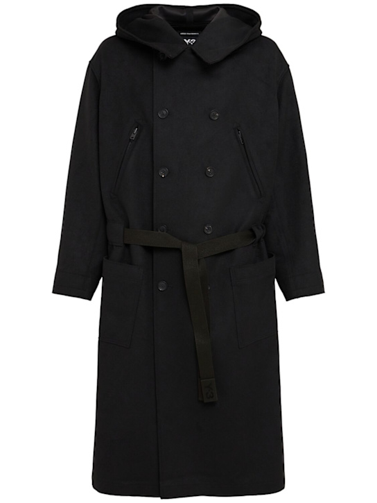 Y-3: Melton wool blend coat - men_0 | Luisa Via Roma