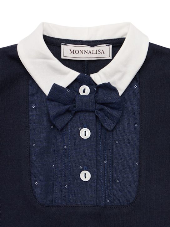 Monnalisa: Cotton interlock romper & hat - Navy - kids-boys_1 | Luisa Via Roma