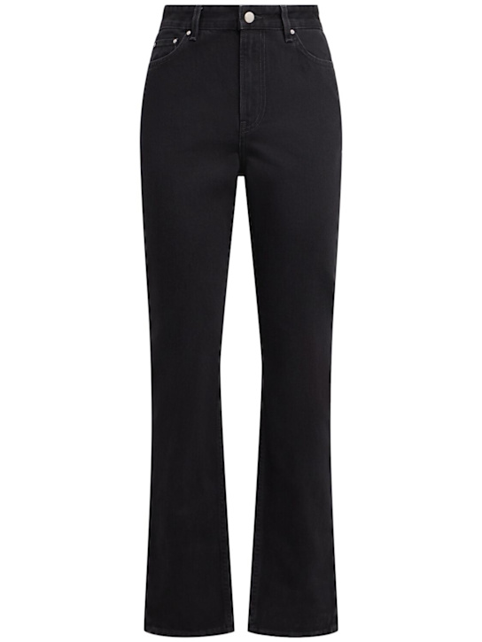 Toteme: High rise slim cotton denim jeans - Black - women_0 | Luisa Via Roma