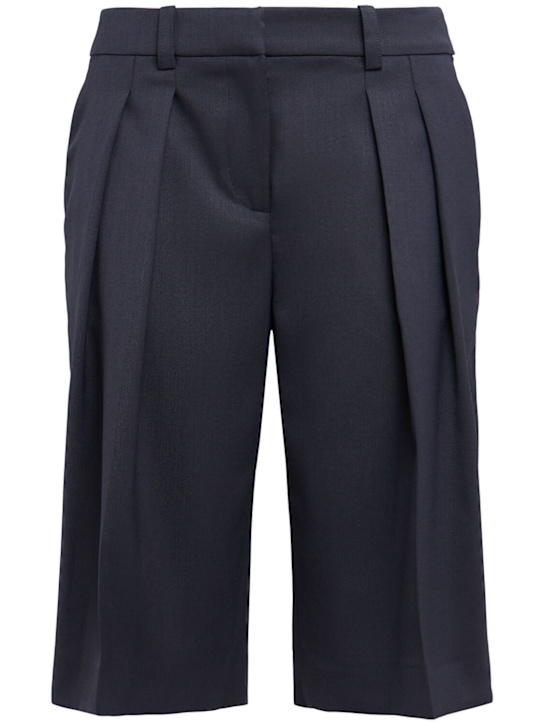 The Frankie Shop: Bilbao pleated wool blend Bermuda shorts - women_0 | Luisa Via Roma