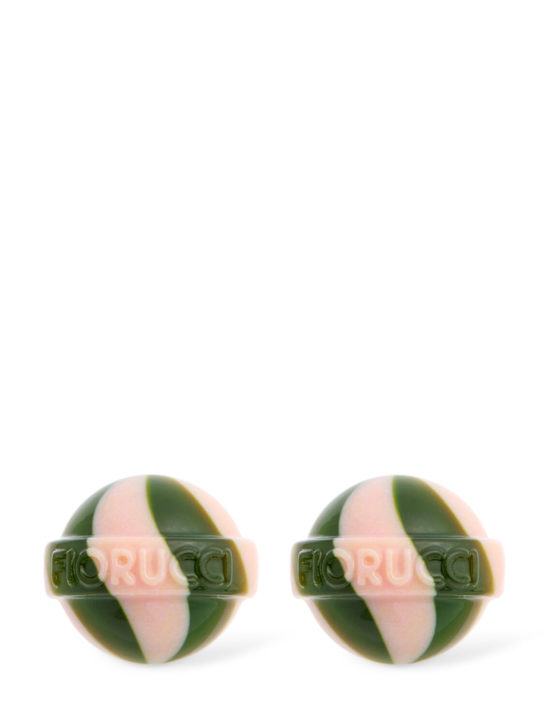 Fiorucci: Striped mini lollipop earrings - Pink And Dark G - women_0 | Luisa Via Roma