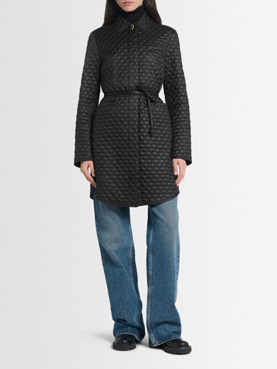 Moncler: Raissac geometric long down jacket - women_1 | Luisa Via Roma