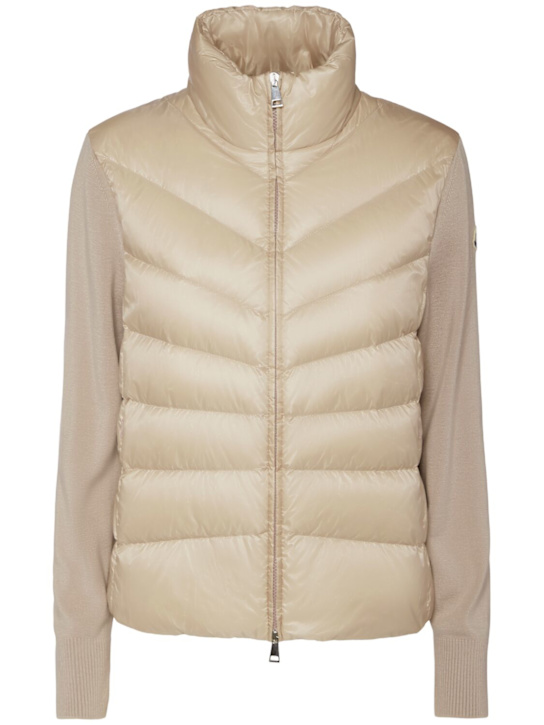 Moncler: Nylon down cardigan - women_0 | Luisa Via Roma