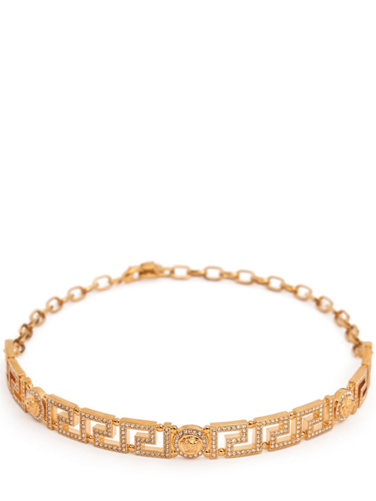 Versace: Greek motif & medusa crystal choker - women_0 | Luisa Via Roma