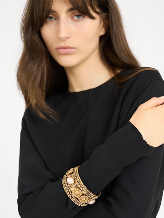 Moschino: Chain & faux pearl bangle - women_1 | Luisa Via Roma