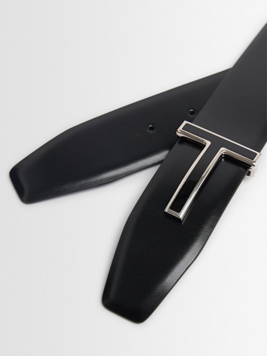 Tom Ford: 4cm T reversible leather belt - Black - men_1 | Luisa Via Roma