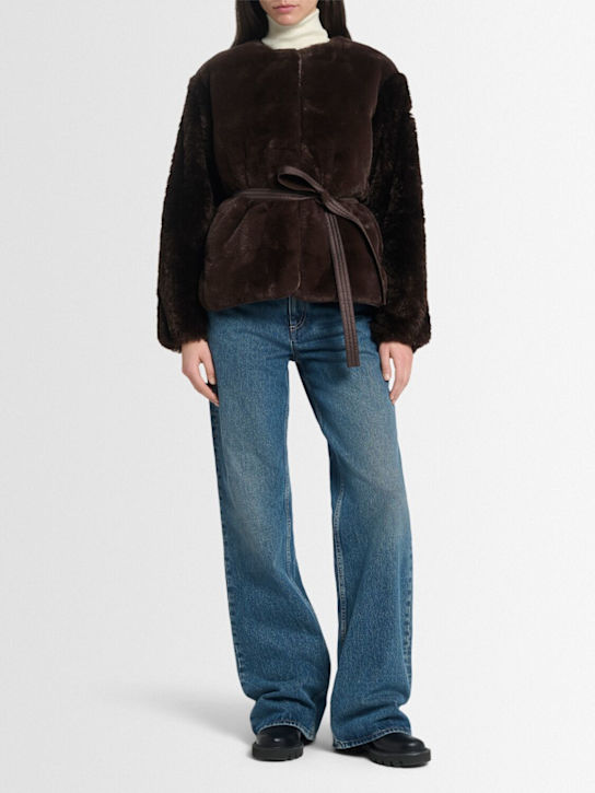Moncler: Jouillat short teddy down jacket - women_1 | Luisa Via Roma
