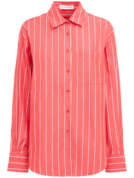 The Frankie Shop: Lui striped cotton poplin shirt - Red/White - women_0 | Luisa Via Roma
