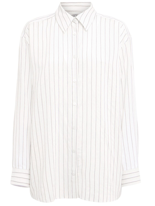 Toteme: Classic striped viscose blend shirt - White - women_0 | Luisa Via Roma
