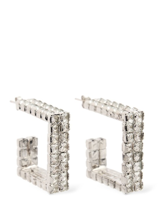 Rosantica: Vetro crystal squared hoop earrings - Silver - women_0 | Luisa Via Roma