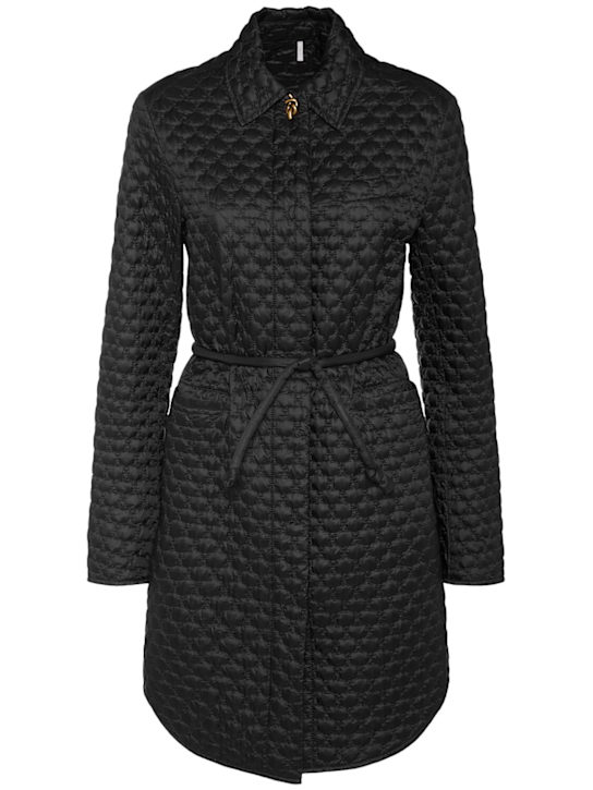 Moncler: Raissac geometric long down jacket - women_0 | Luisa Via Roma