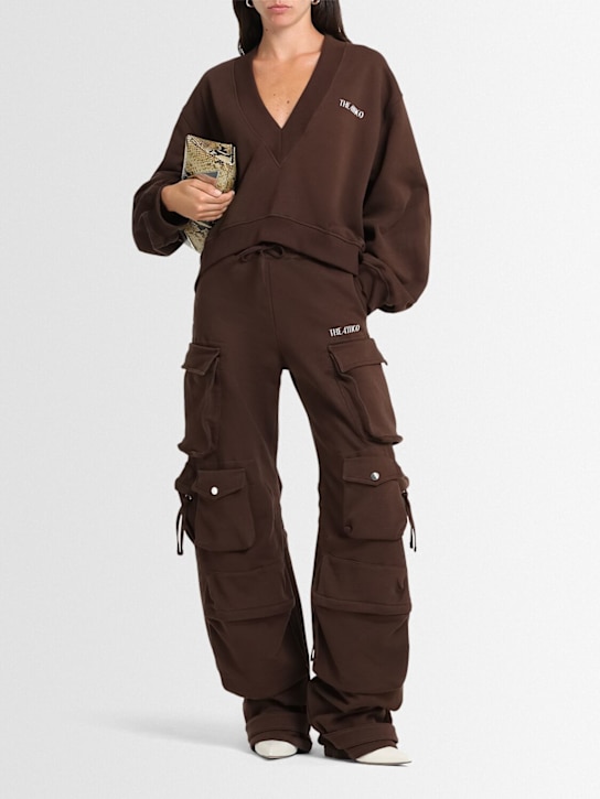 The Attico: Cotton jersey cargo sweatpants - Dark Brown - women_1 | Luisa Via Roma
