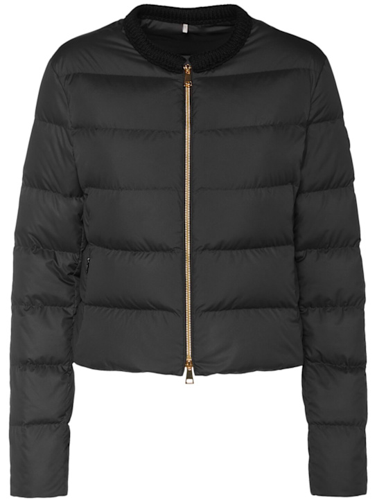 Moncler: Mauvezin wool-trimmed down jacket - women_0 | Luisa Via Roma