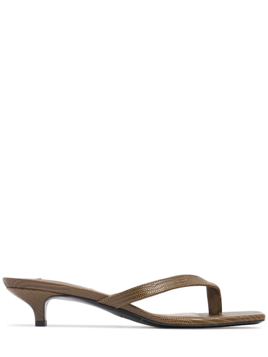 Toteme: 35mm Lizard print leather thong sandals - Dark Green - women_0 | Luisa Via Roma