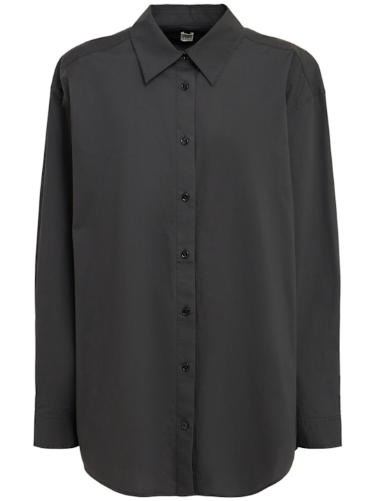 Toteme: Classic organic cotton tumbled shirt - Washed Black - women_0 | Luisa Via Roma