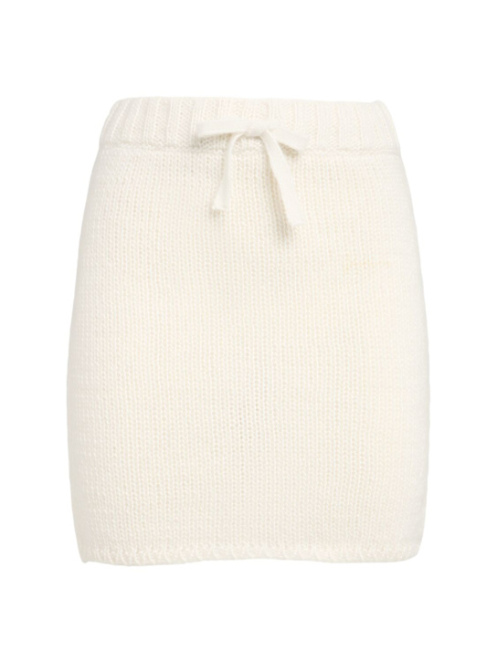 Fiorucci: Cupid embroidered wool blend mini skirt - Off White - women_0 | Luisa Via Roma