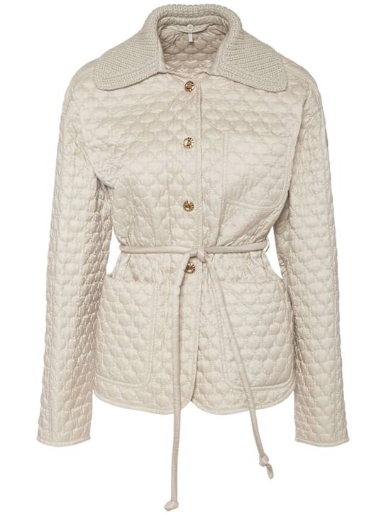 Moncler: Raray belted nylon down jacket - women_0 | Luisa Via Roma