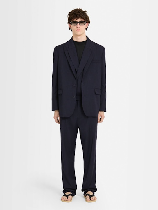 The Core: Blazer en sergé de laine à boutonnage simple - Bleu - men_1 | Luisa Via Roma