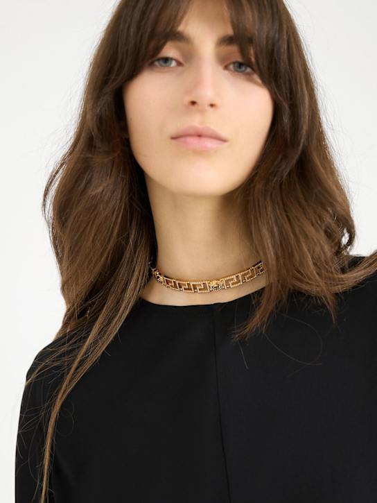 Versace: Greek motif & medusa crystal choker - women_1 | Luisa Via Roma