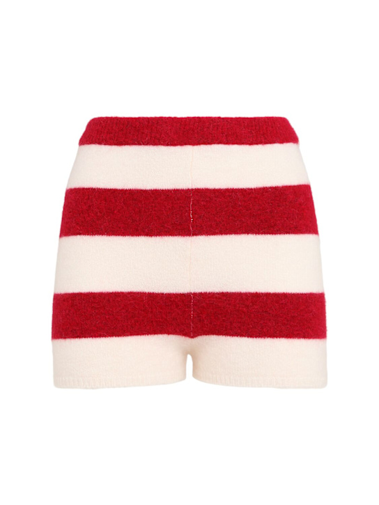 Fiorucci: Striped wool blend knit shorts - Red Stripes - women_0 | Luisa Via Roma