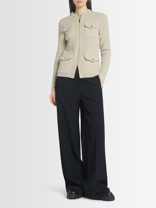 Moncler: Virgin wool & tech down cardigan - women_1 | Luisa Via Roma