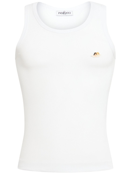 Fiorucci: Angel patch ribbed tank top - White - men_0 | Luisa Via Roma