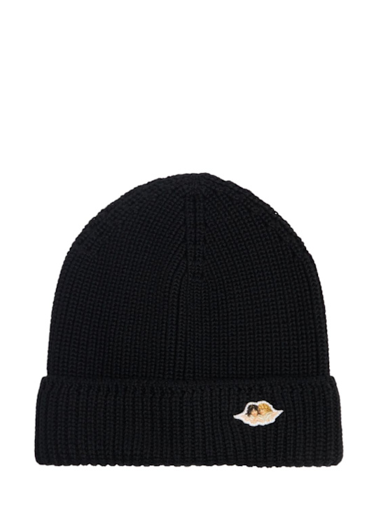 Fiorucci: Angel patch beanie - Black - men_0 | Luisa Via Roma