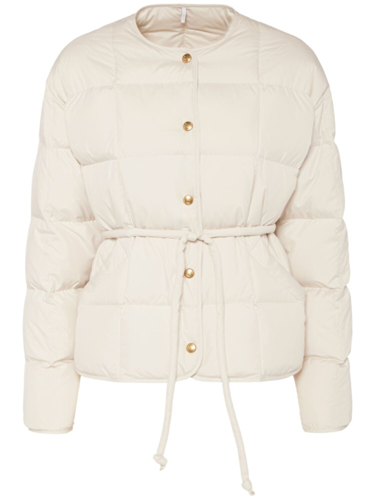 Moncler: Caramagne belted tech down jacket - women_0 | Luisa Via Roma