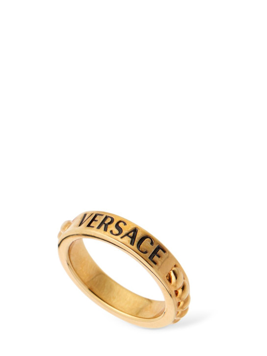 Versace: Metal logo ring - women_0 | Luisa Via Roma