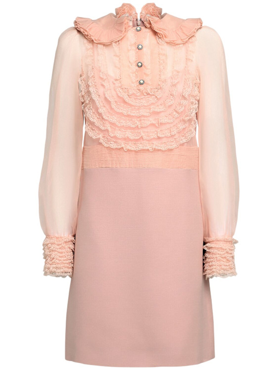 Valentino: Embroidered long sleeve crepe dress - women_0 | Luisa Via Roma