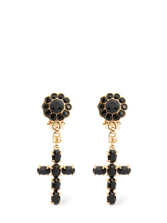 Dolce&Gabbana: Plated cross pendant earrings - women_0 | Luisa Via Roma