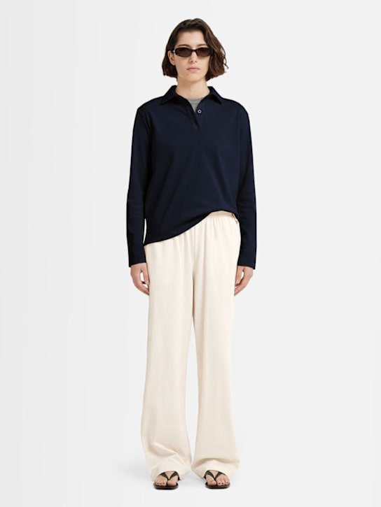 Annagreta: Marie long-sleeve cotton jersey polo - Blue - women_1 | Luisa Via Roma