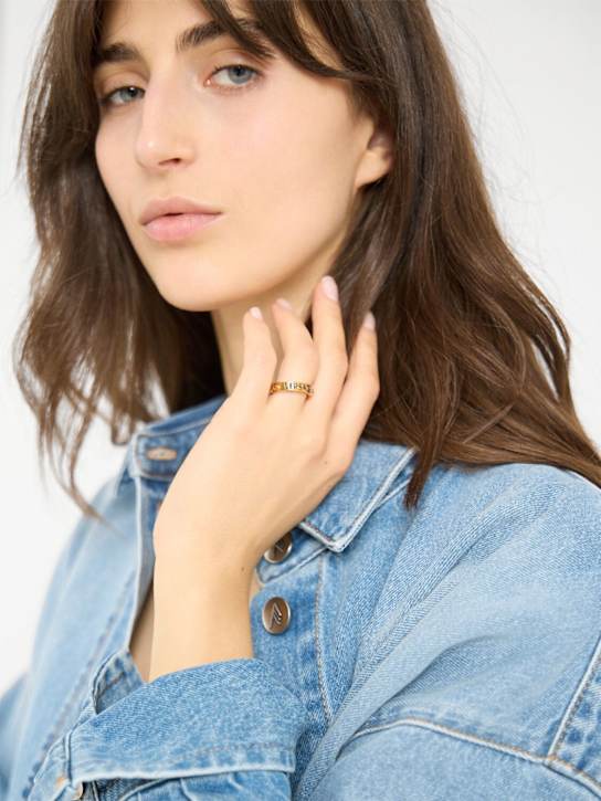 Versace: Metal logo ring - women_1 | Luisa Via Roma