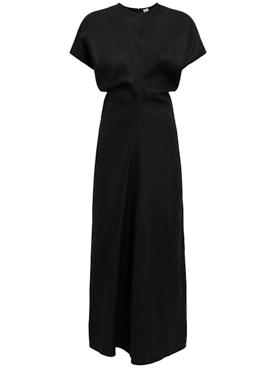 Toteme: Vestito lungo vita morbida in misto viscosa - Nero - women_0 | Luisa Via Roma