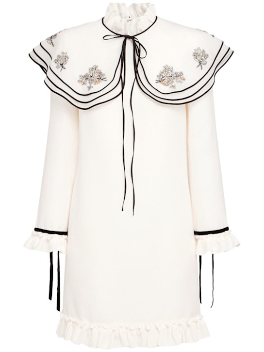 Valentino: Embroidered crepe mini dress - women_0 | Luisa Via Roma