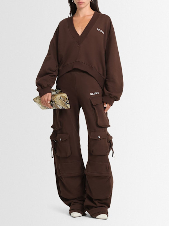 The Attico: Double cotton jersey v-neck sweatshirt - women_1 | Luisa Via Roma