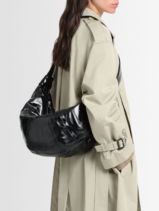 Lemaire: Large Croissant coated cotton bag - Black - women_1 | Luisa Via Roma