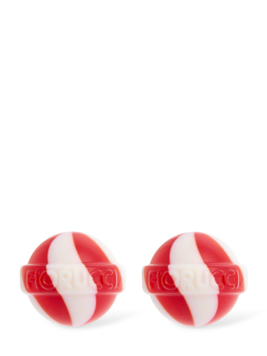 Fiorucci: Striped mini lollipop earrings - Red Stripes - women_0 | Luisa Via Roma