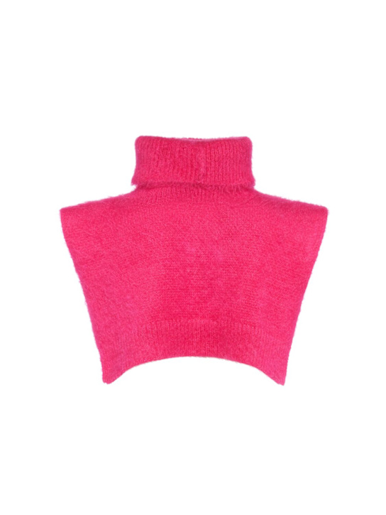 Moncler: Logo mohair & wool blend cape - women_1 | Luisa Via Roma