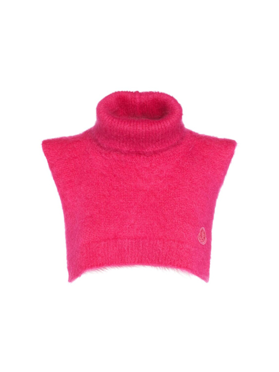 Moncler: Logo mohair & wool blend cape - women_0 | Luisa Via Roma