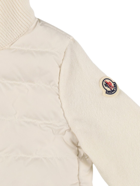 Moncler: Virgin wool down zip-up cardigan - ホワイト - kids-girls_1 | Luisa Via Roma