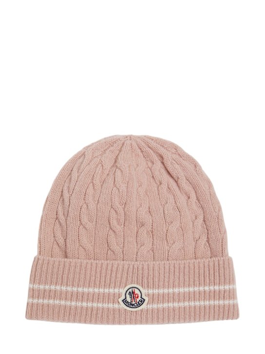 Moncler: Cappello beanie in lana vergine / profili a righe - kids-girls_0 | Luisa Via Roma