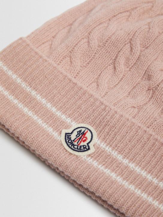 Moncler: Cappello beanie in lana vergine / profili a righe - kids-girls_1 | Luisa Via Roma