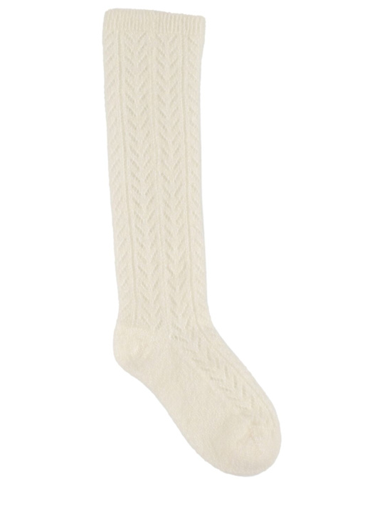 Valentino: Mohair blend socks - Latte - women_0 | Luisa Via Roma