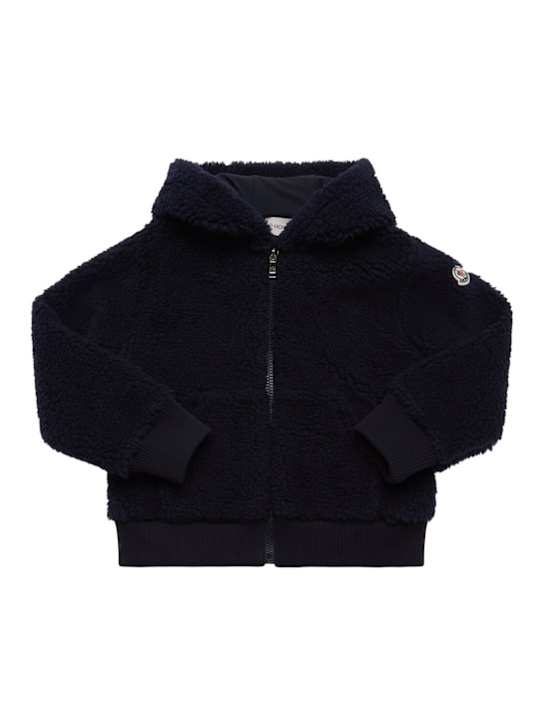 Moncler: Tech teddy zip-up hoodie - kids-boys_0 | Luisa Via Roma