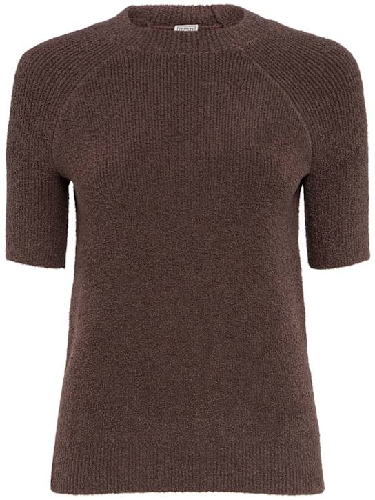 Toteme: Raglan-sleeve terry knit t-shirt - Bark - women_0 | Luisa Via Roma