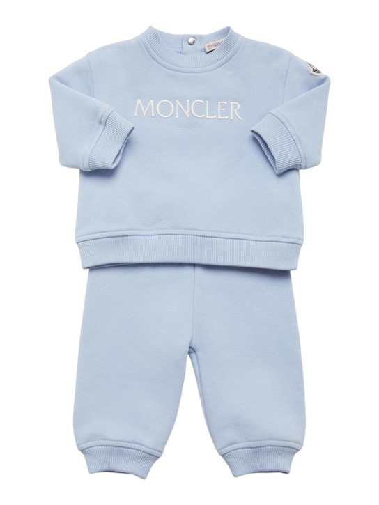 Moncler: Embroidered logo cotton blend set - kids-boys_0 | Luisa Via Roma