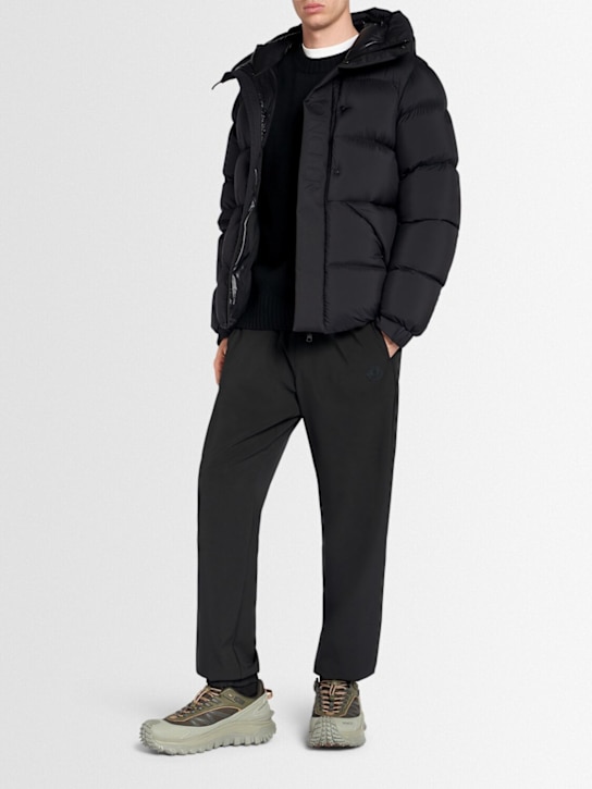 Moncler: Logo tech sweatpants - Black - men_1 | Luisa Via Roma