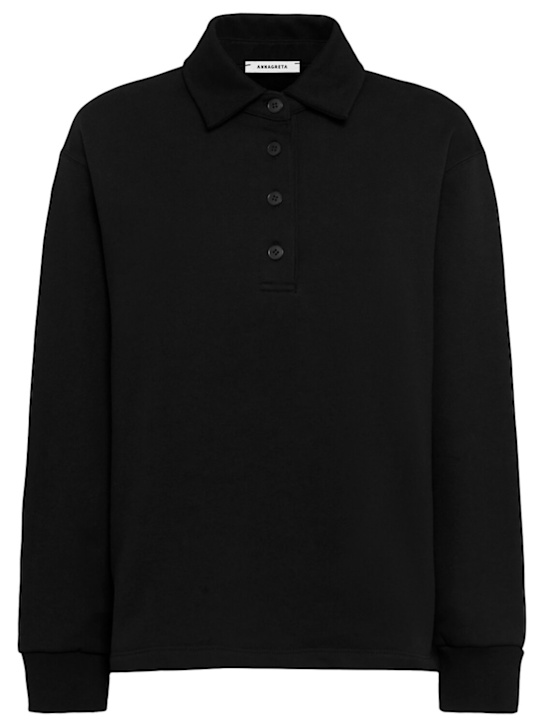 Annagreta: Florence cotton sweatshirt polo - Black - women_0 | Luisa Via Roma