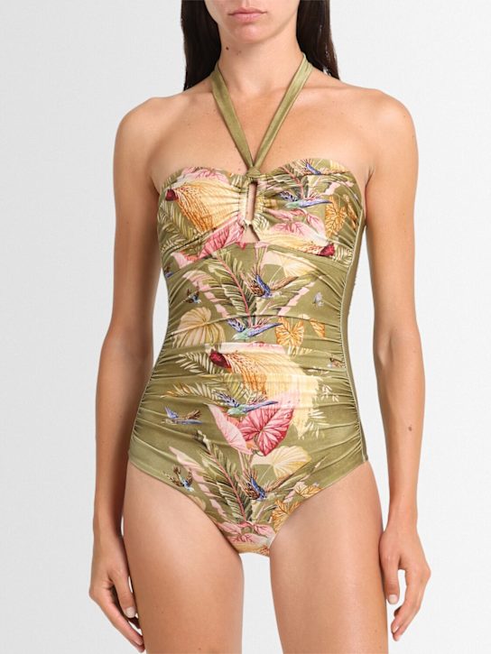 Zimmermann: Ascension Wide Link one piece swimsuit - Khaki/Multi - women_1 | Luisa Via Roma